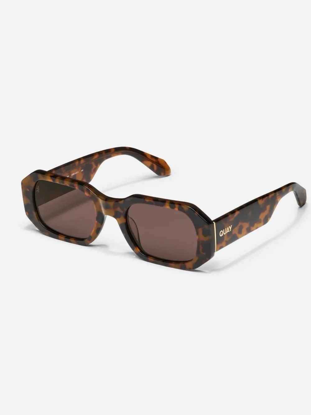 Quay Australia Hyped Up Tortoiseshell Rectangular Sunglasses - Brown Lenses